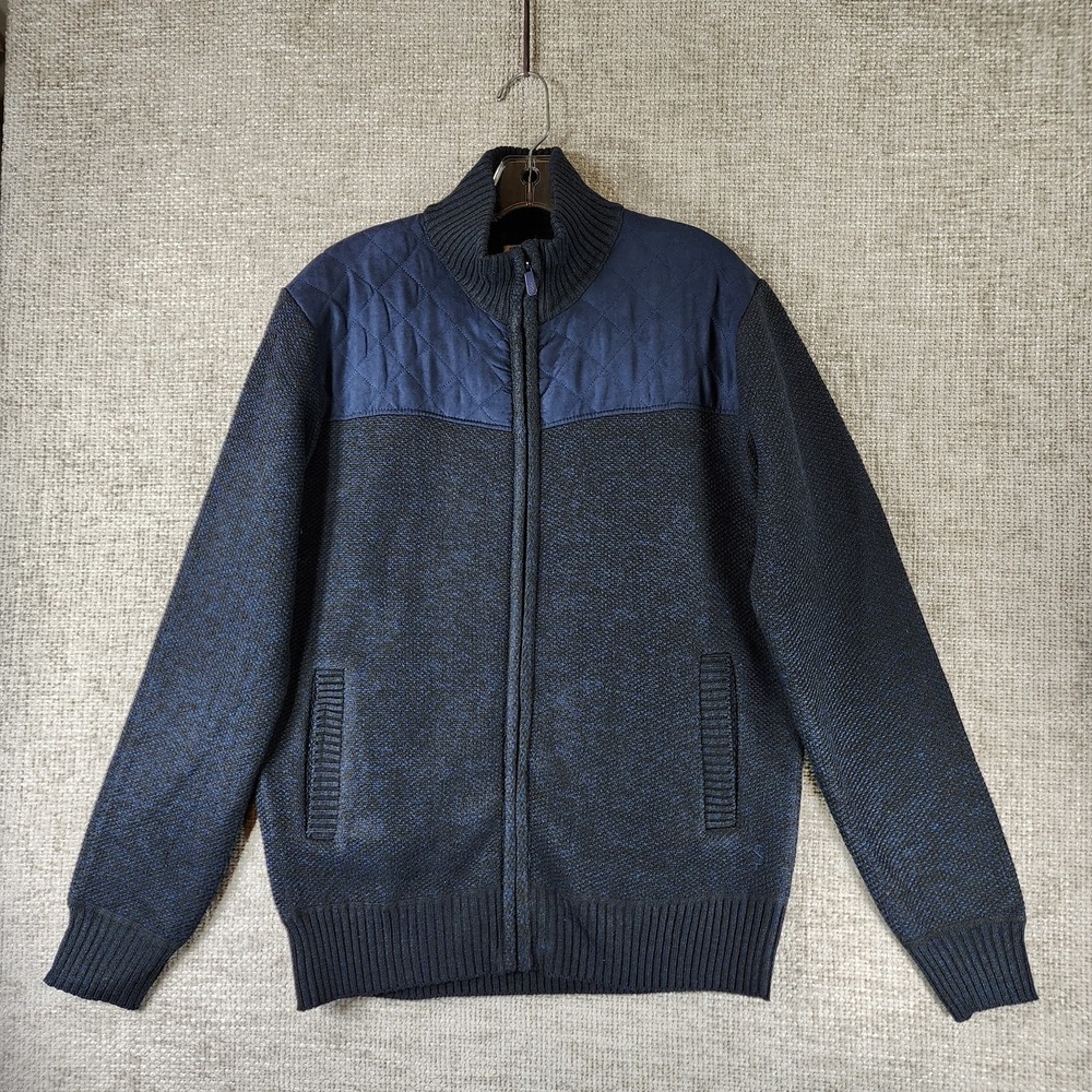 Scott James Knit Bomber Jacket Mens *M-L Navy Blue Quilted Zip Fleece Lined NWT